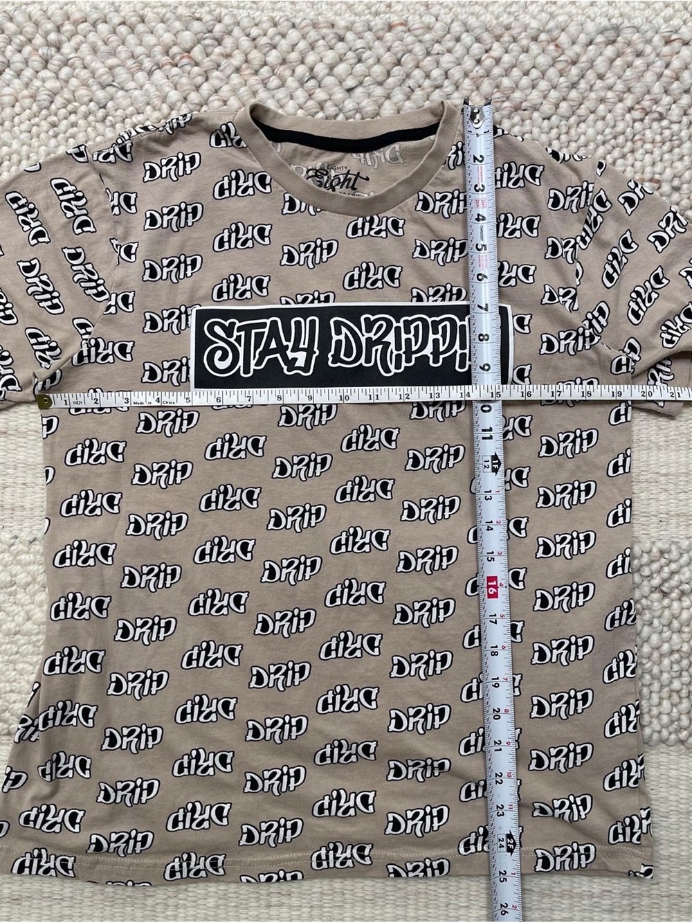Eighty Eight "Stay Dripp" Short Sleeve Tee in Tan and Black
